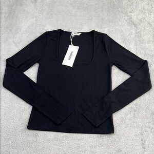 NEW Thakoon S Ribbed Square Neck Top Long Sleeve‎